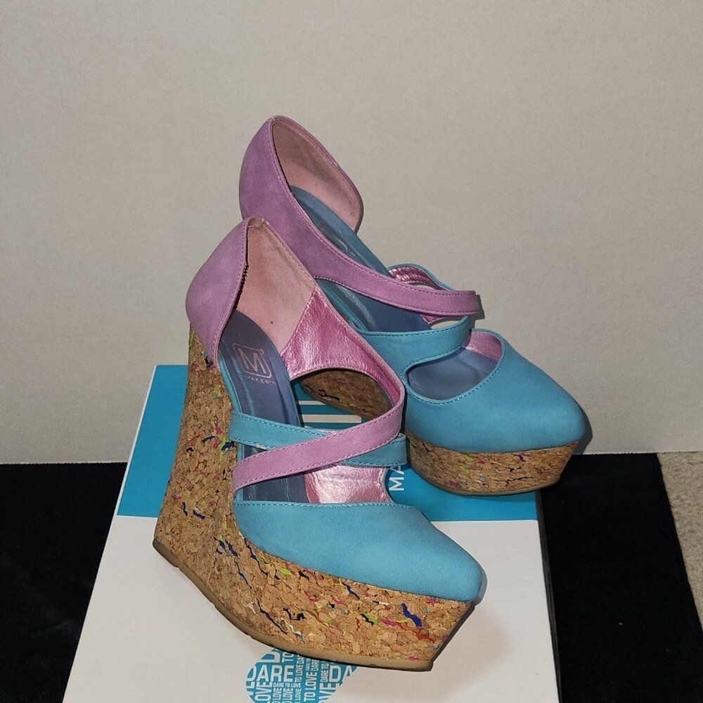 Unique Lavender/Turquoise Wedge Heels Size 8 - Picture 6 of 10